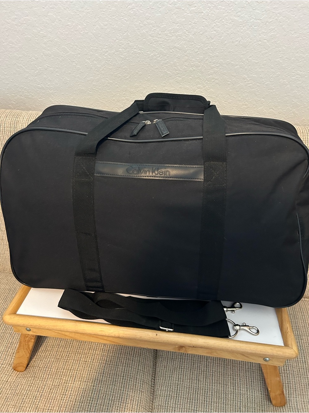 Calvin Klein Black Travel Duffel Bag with Shoulder Strap